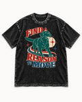 Labrador Retriever Find a Reason to Move Retro Dog Graphic Washed Tee in Black, flat lay product photo