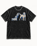 Labrador Retriever Is It There Stair-Step Graphic Washed Tee in Black, flat lay product photo