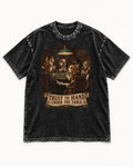 Trust The Hand Under The Table Beagle Poker Night Washed Tee in Black, flat lay product photo