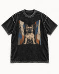 Frenchie Concrete Diplomat Barrier Portrait Washed Tee in Black, flat lay product photo
