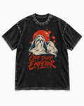 Shih Tzu Off Duty Emperor Sunset Blossom Graphic Washed Tee in Black, flat lay product photo