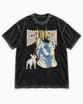 Frenchie Bigger in Person Mirror Graphic Washed Tee in Black, flat lay product photo