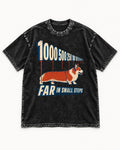 Corgi Far in Small Steps Washed Tee in Black, flat lay product photo