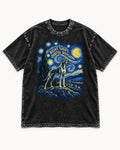 Great Dane Night Shift Orbital Division Starry Sky Graphic Washed Tee in Black, flat lay product photo