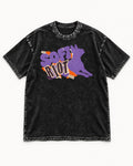 Soft Riot Boston Terrier Graphic Washed Tee in Black, flat lay product photo