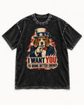 Beagle Wants Better Energy Washed Tee in Black, flat lay product photo