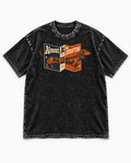 Dachshund Almost At Tomorrow Folding Screen Graphic Washed Tee in Black, flat lay product photo