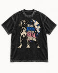 Make Room for the Real Thing Boxer Broken Mask Graphic Washed Tee in Black, flat lay product photo