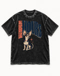 Chihuahua Small Big Ears Hours Washed Tee in Black, flat lay product photo