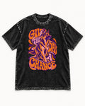 Give The Day A Chance Psychedelic German Shepherd Dog Graphic Washed Tee in Black, flat lay product photo