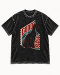 Great Dane Good for Nothing Ticket Cutout Graphic Washed Tee in Black, flat lay product photo