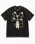 Frenchie Scent Circuit Rear View Graphic Washed Tee in Black, flat lay product photo