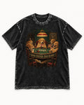 Good Friends Bad Hands Poker Golden Retriever Graphic Washed Tee in Black, flat lay product photo