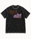 Frenchie That Will Do Resting Graphic Washed Tee in Black, flat lay product photo