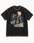 Husky Neighbors Heard Everything Paris Rooftop Graphic Washed Tee in Black, flat lay product photo