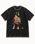 Boxer Care With Your Whole Chest Washed Tee in Black, flat lay product photo