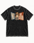 Beagle Not So Certain Retro Panel Graphic Washed Tee in Black, flat lay product photo