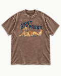 Golden Retriever Just Off Press Washed Tee in Coffee, flat lay product photo