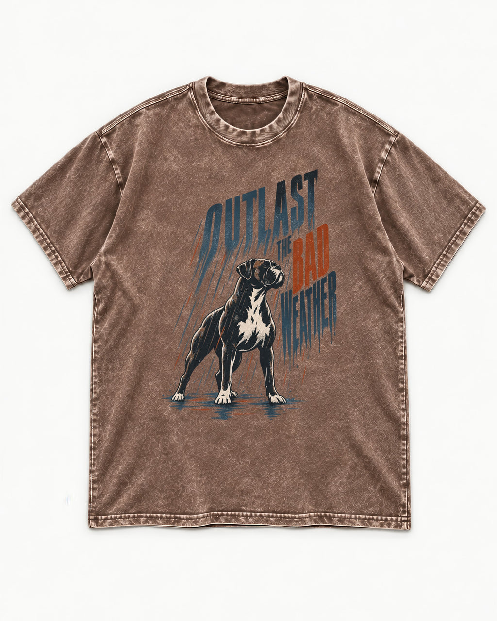 Boxer Outlast the Bad Weather Washed Tee in Coffee, flat lay product photo