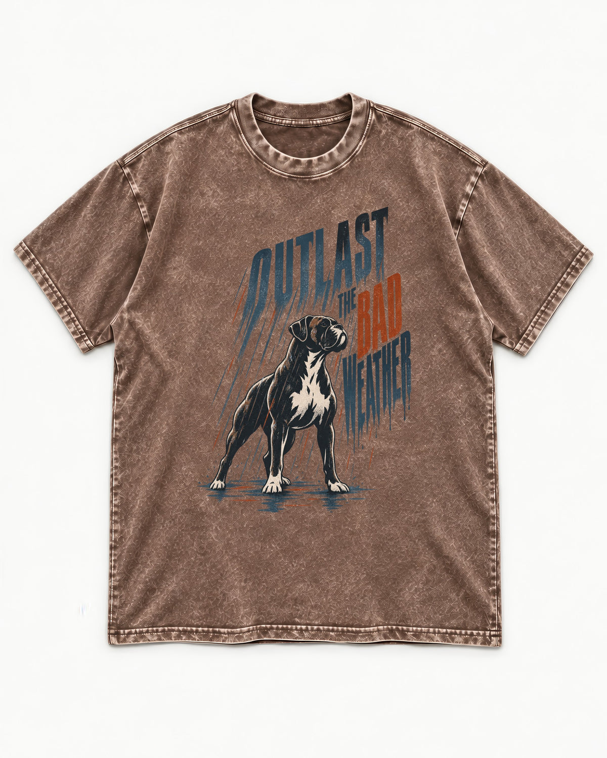 Boxer Outlast the Bad Weather Washed Tee in Coffee, flat lay product photo