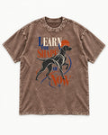 German Shorthaired Pointer Learn the Shape of Now Clock Graphic Washed Tee in Coffee, flat lay product photo