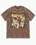 English Bulldog Screen Time Washed Tee in Coffee, flat lay product photo