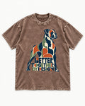 Better Together By Design Boxer Geometric Mosaic Washed Tee in Coffee, flat lay product photo