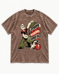 Pug Strong Opinions Washed Tee in Coffee, flat lay product photo