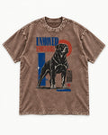 Unmoved Unmistakable Rottweiler Washed Tee in Coffee, flat lay product photo