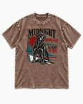 Rottweiler Midnight Patrol Club Washed Tee in Coffee, flat lay product photo
