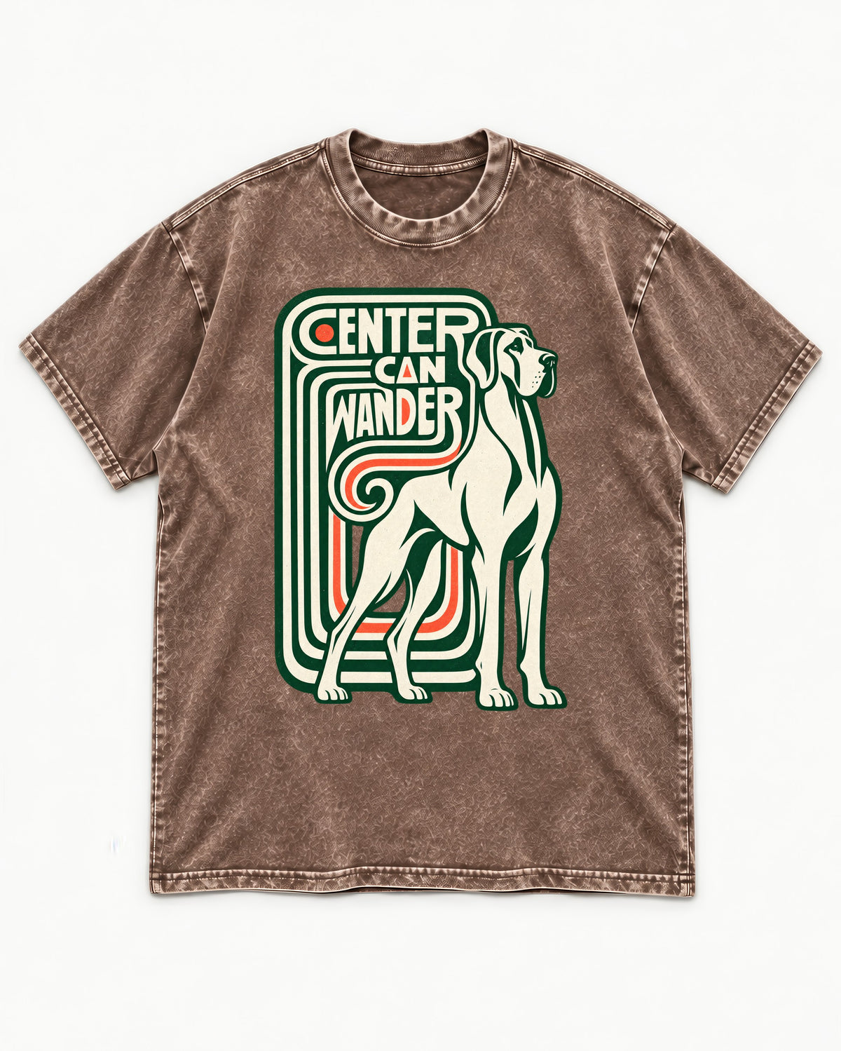 Great Dane Center Can Wander Washed Tee in Coffee, flat lay product photo