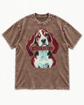 Beagle Between Us Then Washed Tee in Coffee, flat lay product photo