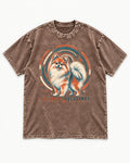 Friendly Frequency Pomeranian Washed Tee in Coffee, flat lay product photo
