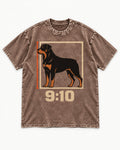 Nine Ten Rottweiler Proportion Frame Graphic Washed Tee in Coffee, flat lay product photo