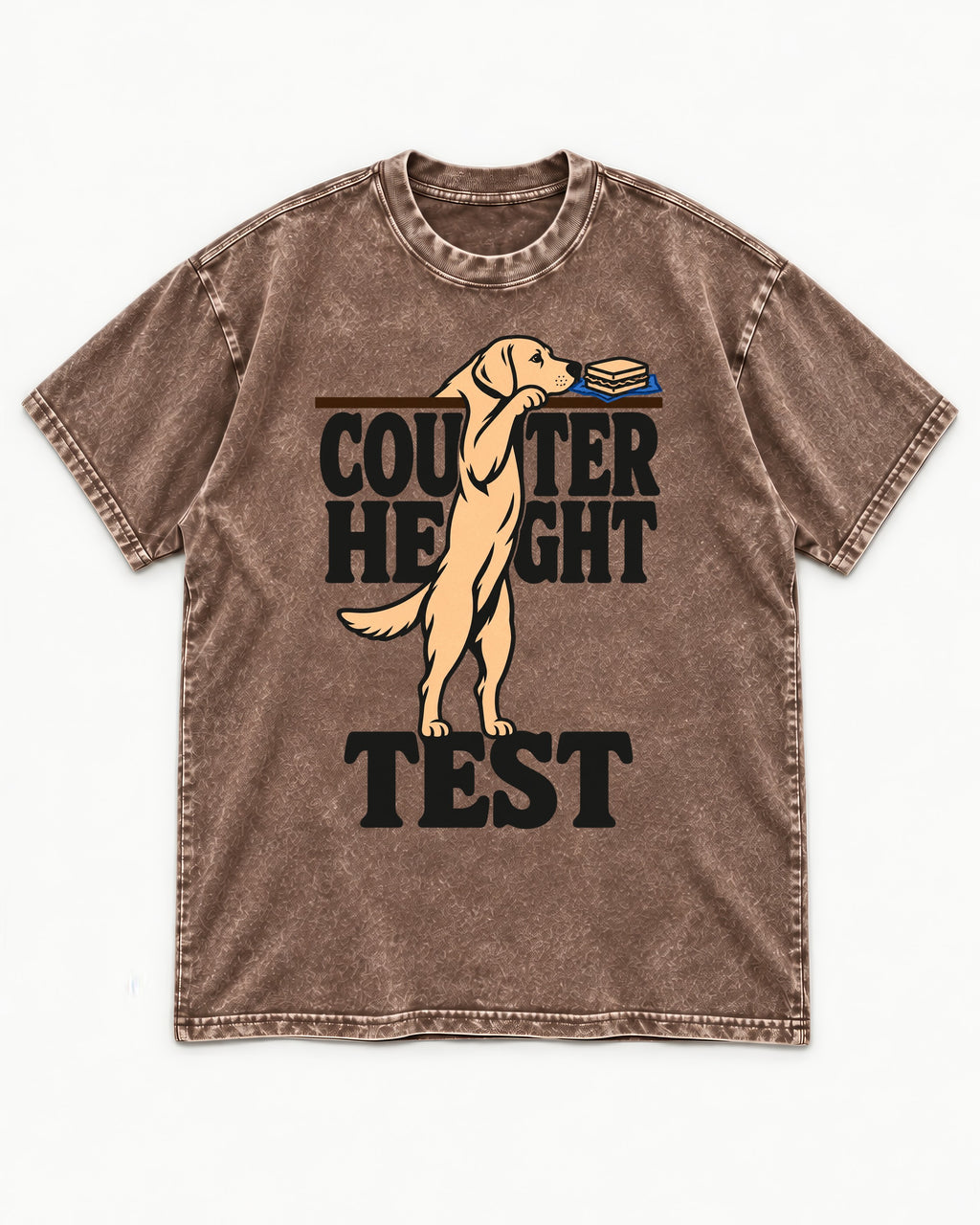 Labrador Retriever Counter Height Test Washed Tee in Coffee, flat lay product photo