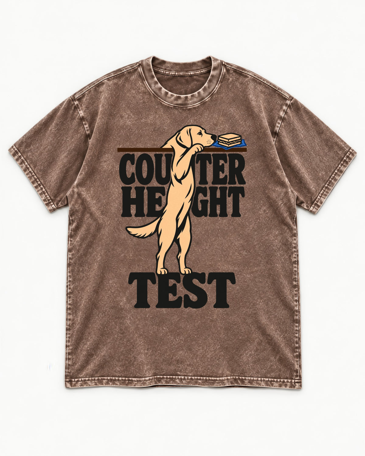 Labrador Retriever Counter Height Test Washed Tee in Coffee, flat lay product photo