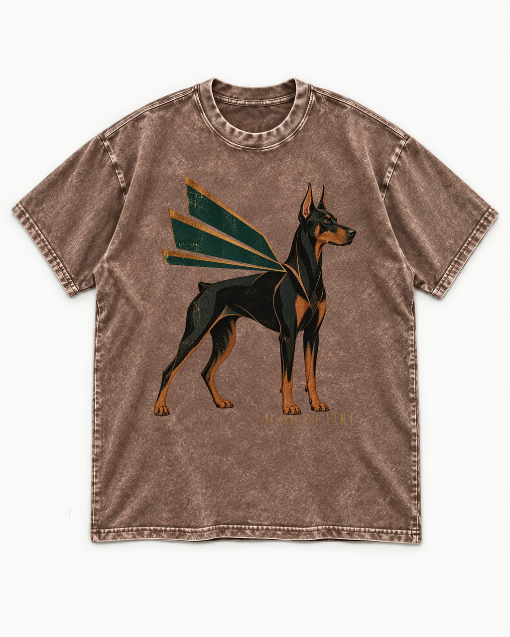 Release the Doberman Line Washed Tee in Coffee, flat lay product photo