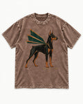 Release the Doberman Line Washed Tee in Coffee, flat lay product photo