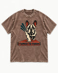 Frenchie Tuned to Form Washed Tee in Coffee, flat lay product photo