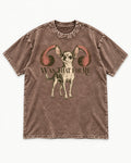 Chihuahua Was That for Me Washed Tee in Coffee, flat lay product photo