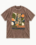 Yorkshire Terrier More Charm Than Space Washed Tee in Coffee, flat lay product photo