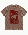 English Bulldog Press and Hold Washed Tee in Coffee, flat lay product photo