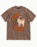 Pug Only on My Terms Washed Tee in Coffee, flat lay product photo