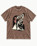 Husky Loves Good Lighting Washed Tee in Coffee, flat lay product photo