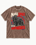 Shih Tzu Make Space for the Unfinished Abstract Circle Graphic Washed Tee in Coffee, flat lay product photo