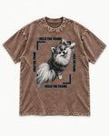 Hold the Frame Pomeranian Washed Tee in Coffee, flat lay product photo