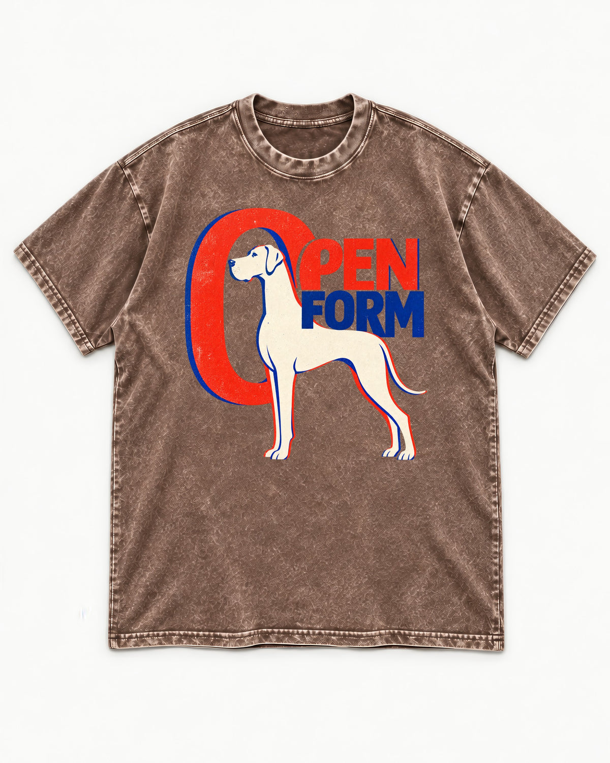 Open Form Great Dane Washed Tee in Coffee, flat lay product photo