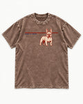 Short Is Sharp Frenchie Washed Tee in Coffee, flat lay product photo