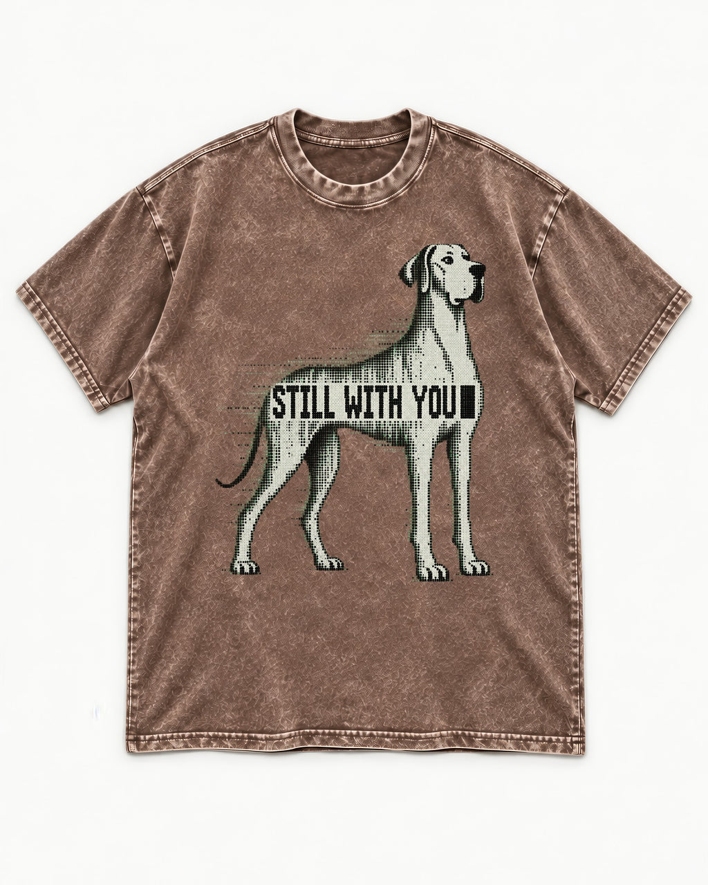 Still with You Great Dane Washed Tee in Coffee, flat lay product photo