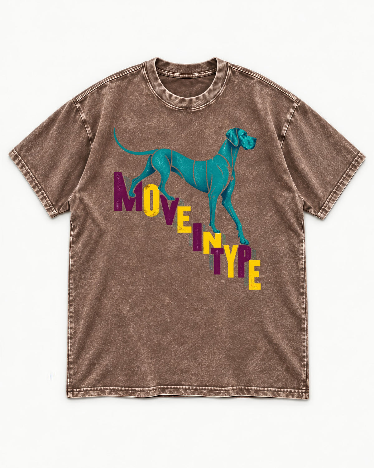 Great Dane Move in Type Washed Tee in Coffee, flat lay product photo